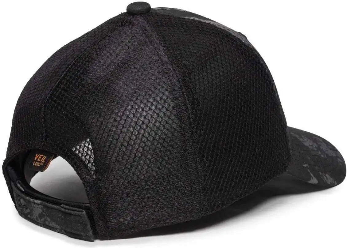 Oc Sports Pfc150m Performance Camo Mesh-back Cap - Veil Tac-black Black - 6 7/8’’ - 7 1/2’’
