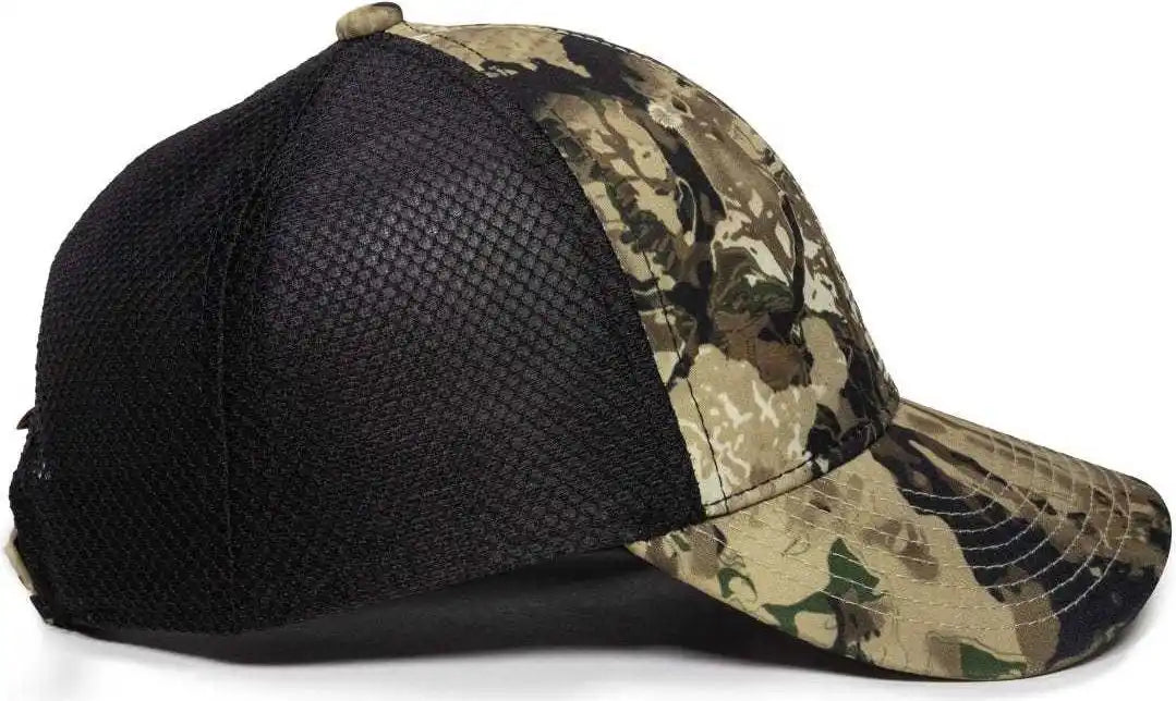 Oc Sports Pfc150m Performance Camo Mesh Back Cap Veil Whitetail Black White / 6 7/8’’ 7 1/2’’