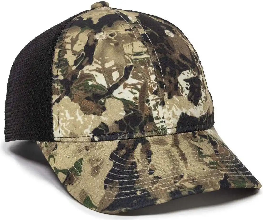 Oc Sports Pfc150m Performance Camo Mesh Back Cap Veil Whitetail Black White / 6 7/8’’ 7 1/2’’