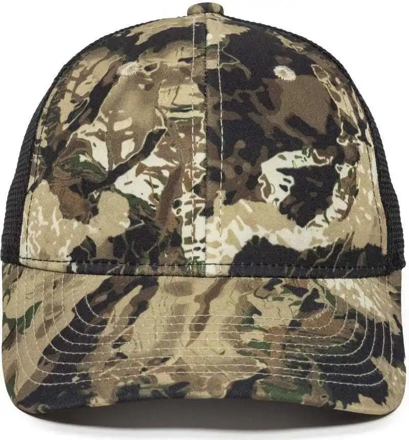 Oc Sports Pfc150m Performance Camo Mesh Back Cap Veil Whitetail Black White / 6 7/8’’ 7 1/2’’