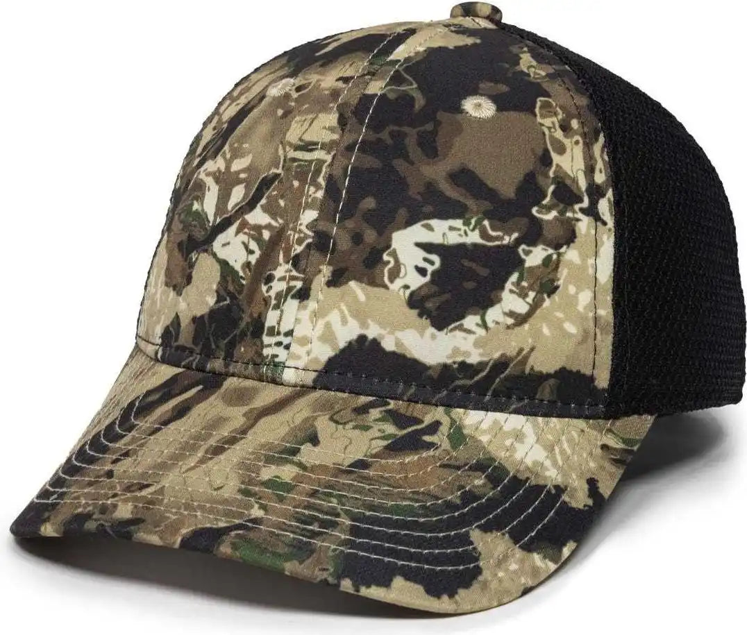 Oc Sports Pfc150m Performance Camo Mesh Back Cap Veil Whitetail Black White / 6 7/8’’ 7 1/2’’