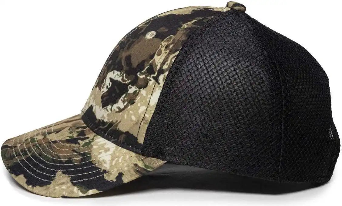 Oc Sports Pfc150m Performance Camo Mesh-back Cap - Veil Whitetail Black - White / 6 7/8’’ - 7 1/2’’