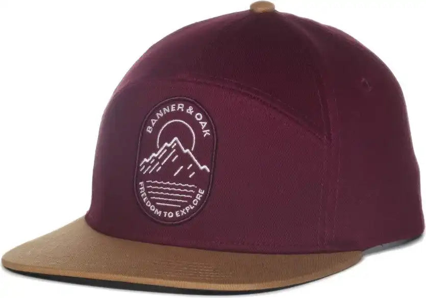 Oc Sports Pinnacle Banner and Oak Cotton Twill Cap -wine Khaki - Osfm