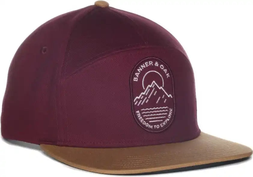 Oc Sports Pinnacle Banner and Oak Cotton Twill Cap -wine Khaki - Osfm
