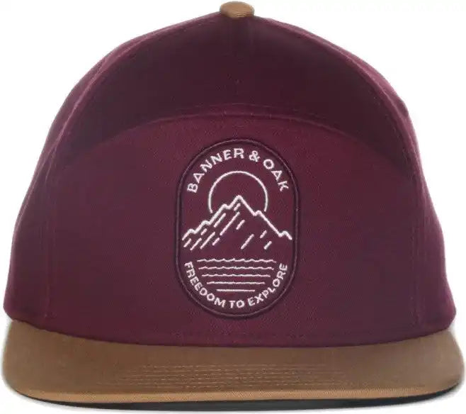 Oc Sports Pinnacle Banner and Oak Cotton Twill Cap -wine Khaki - Osfm