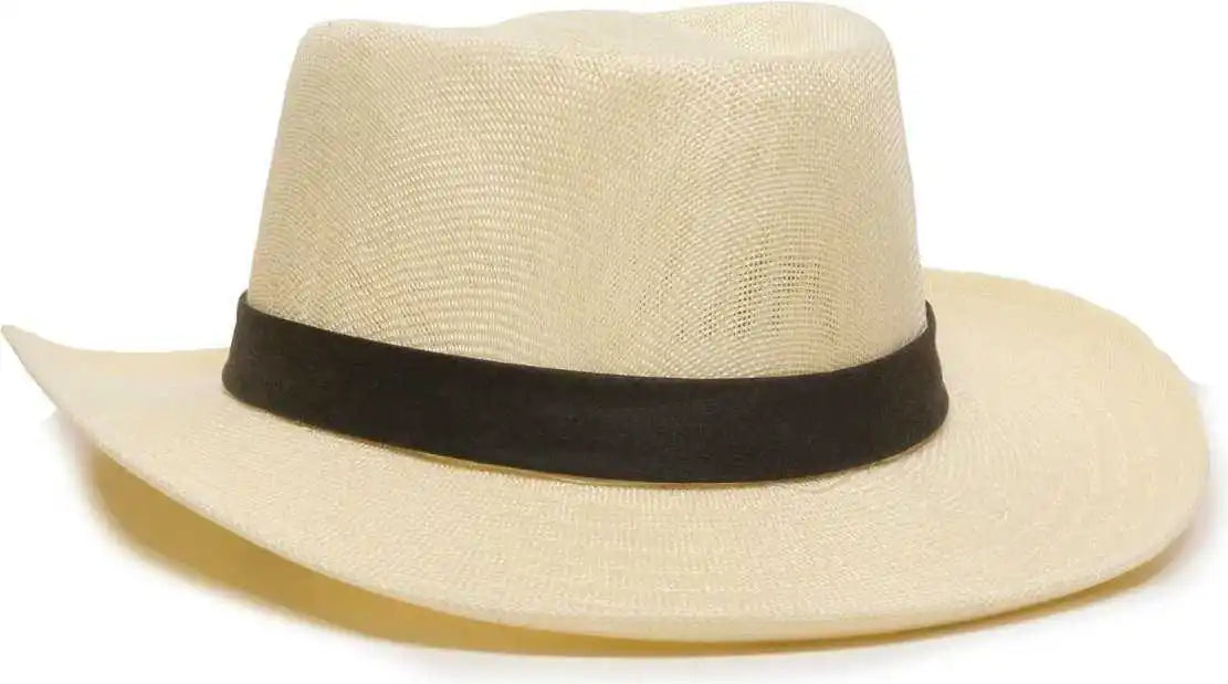 Oc Sports Pls-104 Poly-linen Fabric Cowboy Hat - Ivory Dark Brown - one Size Fits Most