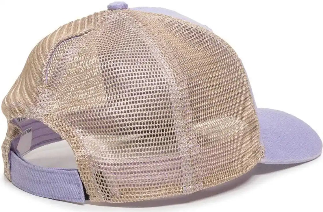 Oc Sports Pny-100m Adjustable Meshback Cap with Ponytail Hole - Lavender Tea Stain - Purple Ivory / 6 7/8’’ - 7 1/2’’