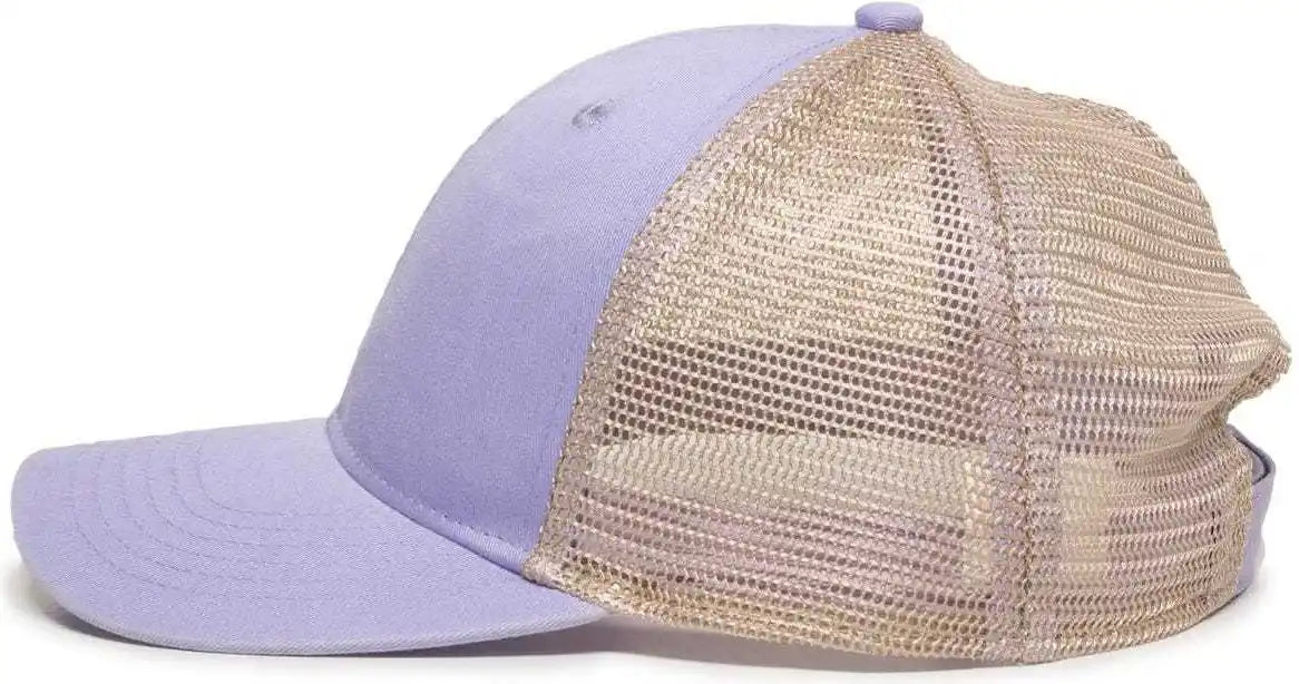 Oc Sports Pny-100m Adjustable Meshback Cap with Ponytail Hole - Lavender Tea Stain - Purple Ivory / 6 7/8’’ - 7 1/2’’