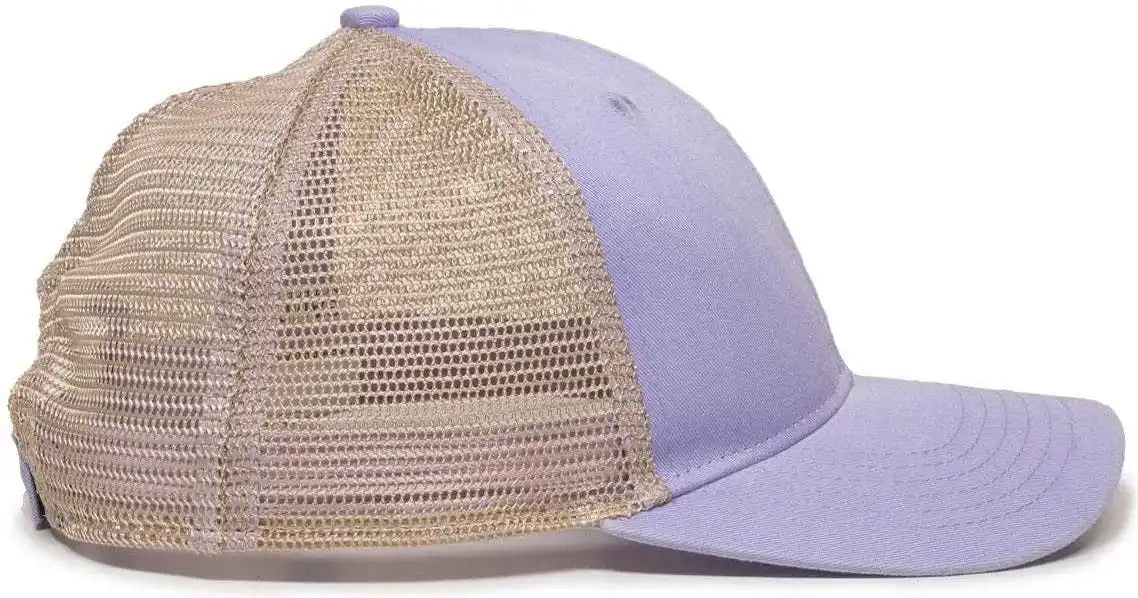 Oc Sports Pny-100m Adjustable Meshback Cap with Ponytail Hole - Lavender Tea Stain - Purple Ivory / 6 7/8’’ - 7 1/2’’