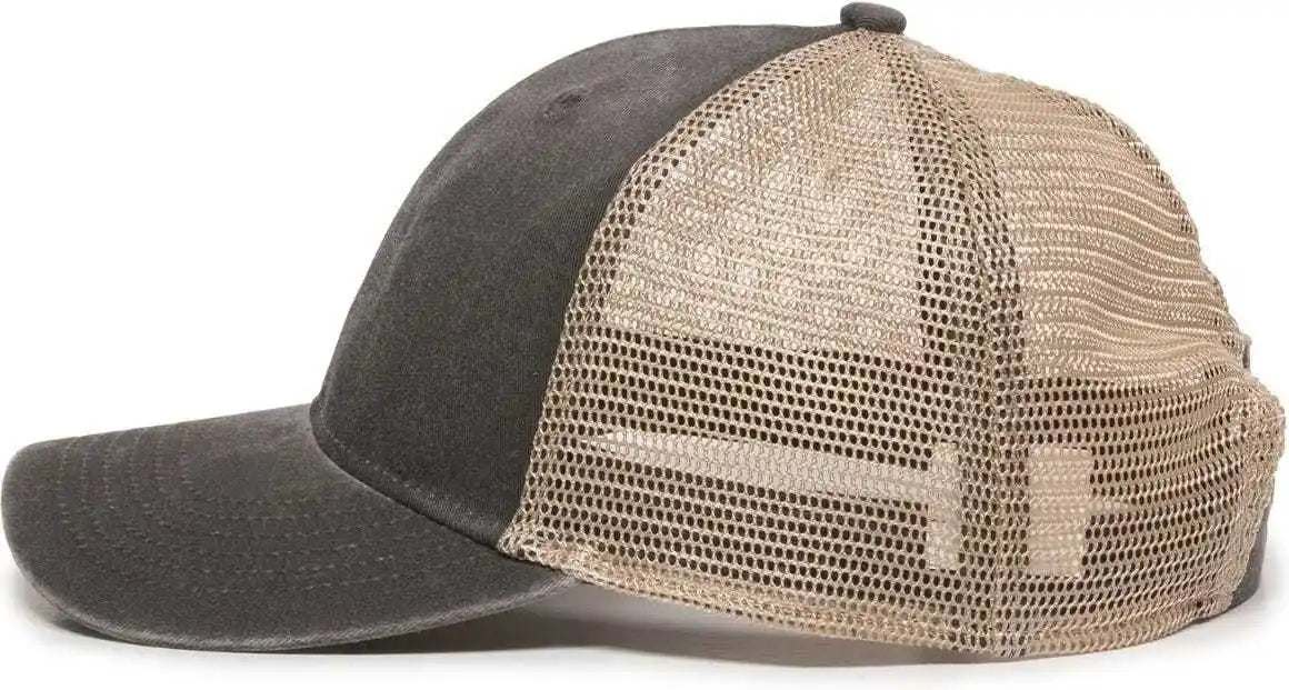 Oc Sports Pny-100m Adjustable Meshback Cap with Ponytail Hole - Black Tea Stain - Ivory / 6 7/8’’ - 7 1/2’’