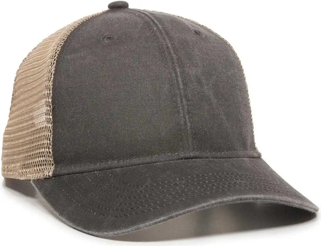 Oc Sports Pny-100m Adjustable Meshback Cap with Ponytail Hole - Black Tea Stain - Ivory / 6 7/8’’ - 7 1/2’’