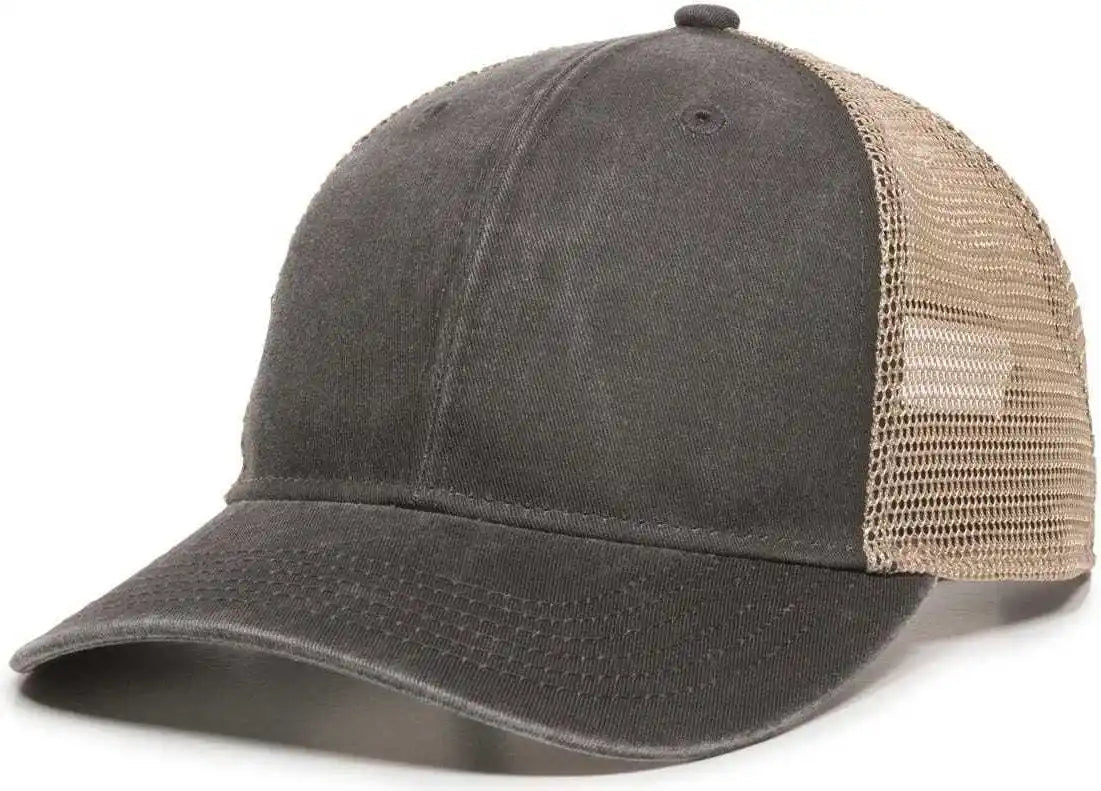 Oc Sports Pny-100m Adjustable Meshback Cap with Ponytail Hole - Black Tea Stain - Ivory / 6 7/8’’ - 7 1/2’’