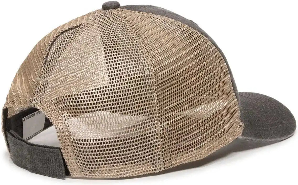 Oc Sports Pny-100m Adjustable Meshback Cap with Ponytail Hole - Black Tea Stain - Ivory / 6 7/8’’ - 7 1/2’’