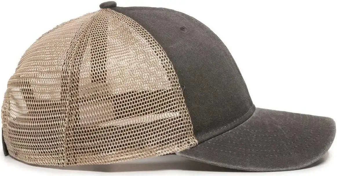 Oc Sports Pny-100m Adjustable Meshback Cap with Ponytail Hole - Black Tea Stain - Ivory / 6 7/8’’ - 7 1/2’’
