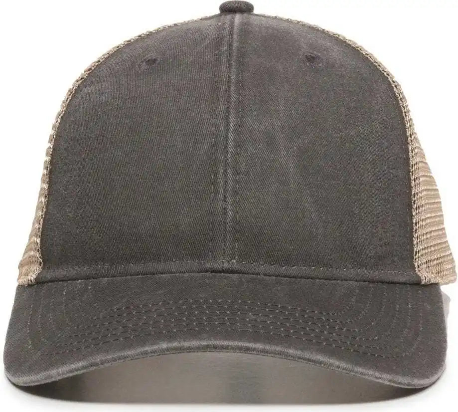 Oc Sports Pny-100m Adjustable Meshback Cap with Ponytail Hole - Black Tea Stain - Ivory / 6 7/8’’ - 7 1/2’’