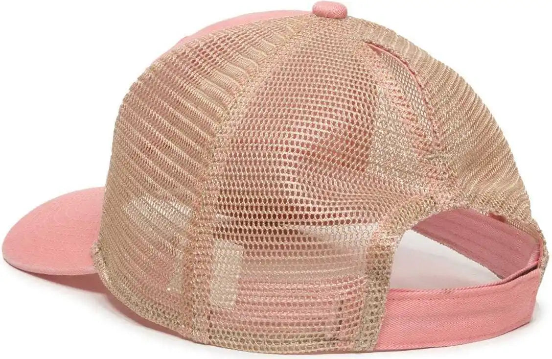 Oc Sports Pny-100m Adjustable Meshback Cap with Ponytail Hole - Coral Tea Stain - Ivory / 6 7/8’’ - 7 1/2’’