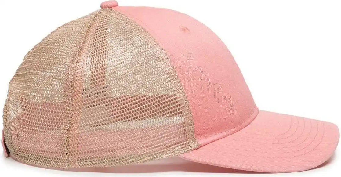 Oc Sports Pny-100m Adjustable Meshback Cap with Ponytail Hole - Coral Tea Stain - Ivory / 6 7/8’’ - 7 1/2’’