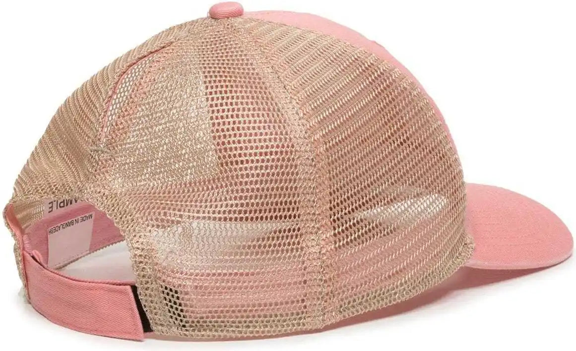 Oc Sports Pny-100m Adjustable Meshback Cap with Ponytail Hole - Coral Tea Stain - Ivory / 6 7/8’’ - 7 1/2’’