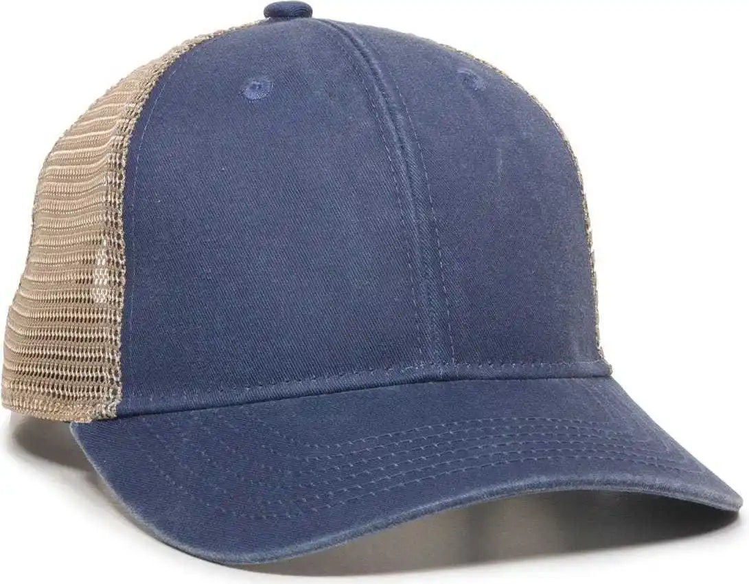 Oc Sports Pny-100m Adjustable Meshback Cap with Ponytail Hole - Navy Tea Stain - Ivory / 6 7/8’’ - 7 1/2’’