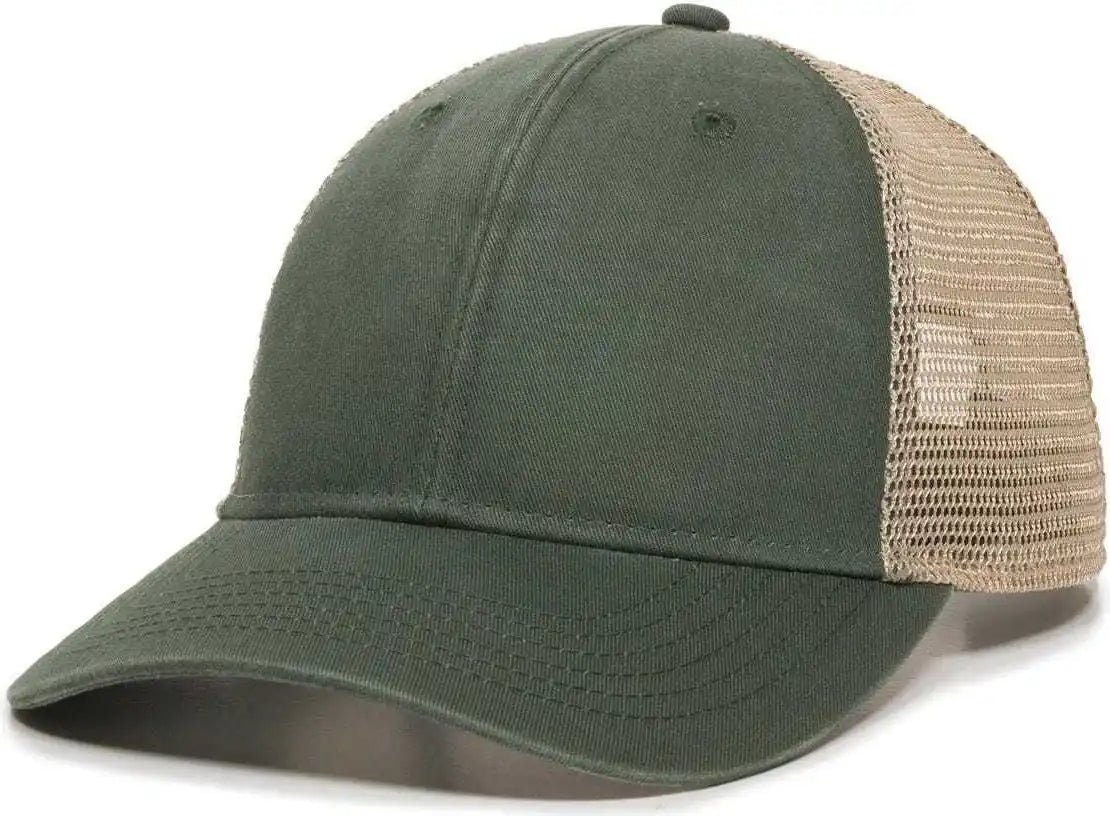Oc Sports Pny-100m Adjustable Meshback Cap with Ponytail Hole - Olive Tea Stain - Ivory / 6 7/8’’ - 7 1/2’’
