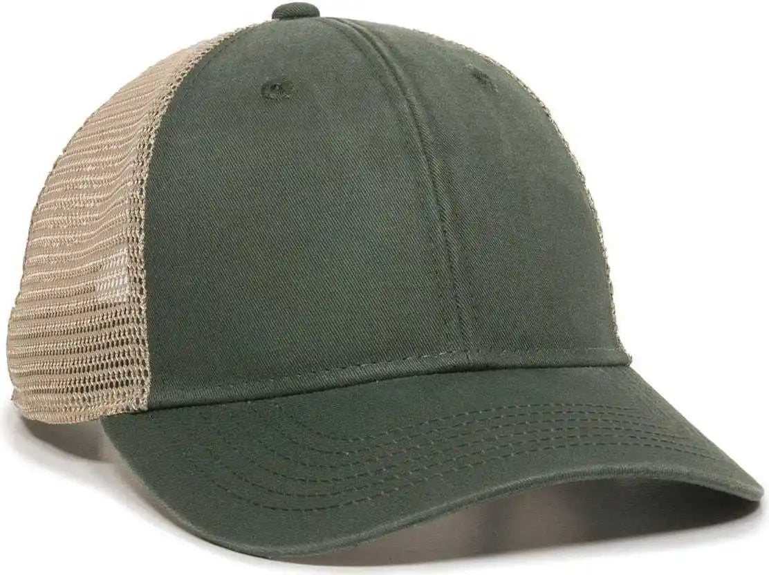 Oc Sports Pny-100m Adjustable Meshback Cap with Ponytail Hole - Olive Tea Stain - Ivory / 6 7/8’’ - 7 1/2’’