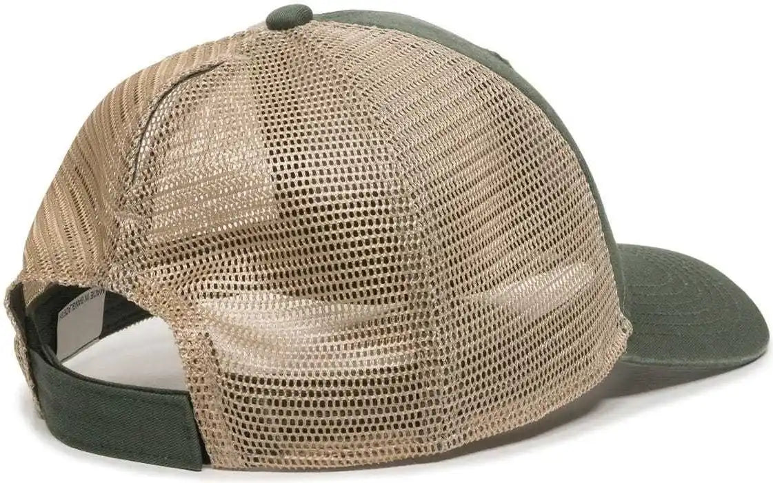 Oc Sports Pny-100m Adjustable Meshback Cap with Ponytail Hole - Olive Tea Stain - Ivory / 6 7/8’’ - 7 1/2’’