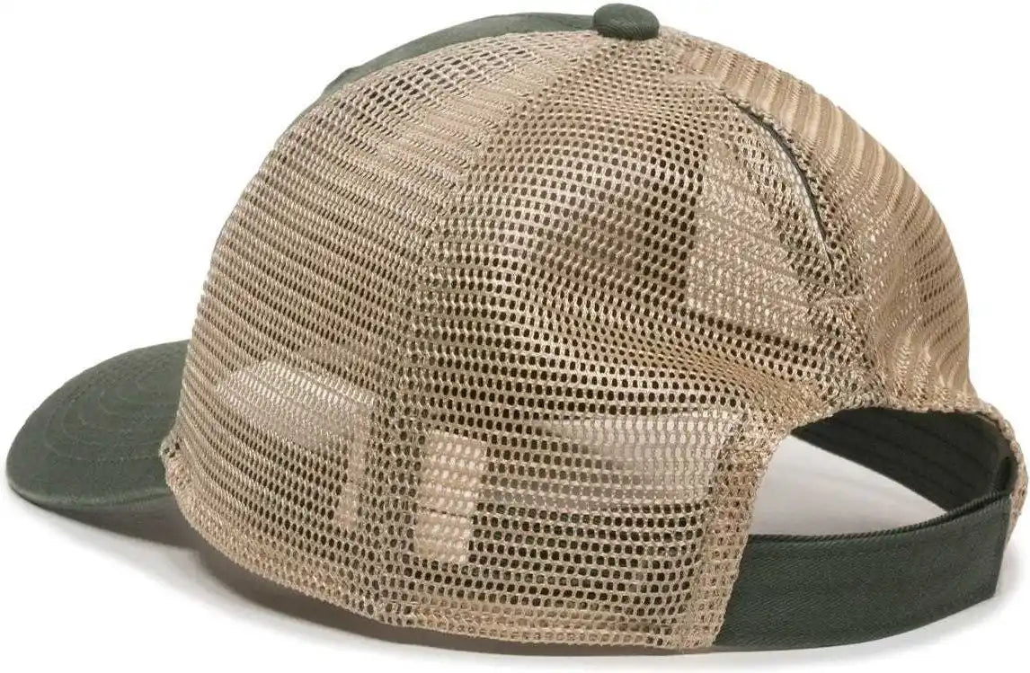 Oc Sports Pny-100m Adjustable Meshback Cap with Ponytail Hole - Olive Tea Stain - Ivory / 6 7/8’’ - 7 1/2’’