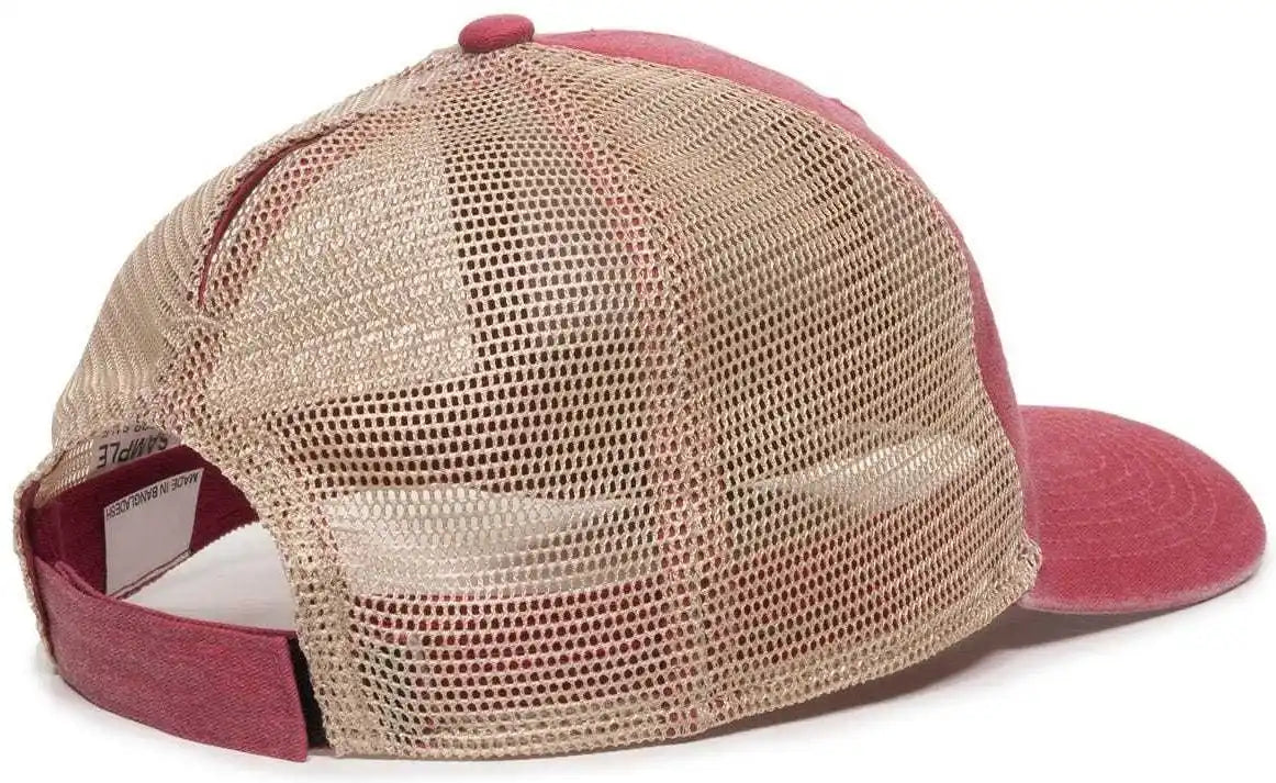 Oc Sports Pny-100m Adjustable Meshback Cap with Ponytail Hole - Red Tea Stain - Ivory / 6 7/8’’ - 7 1/2’’