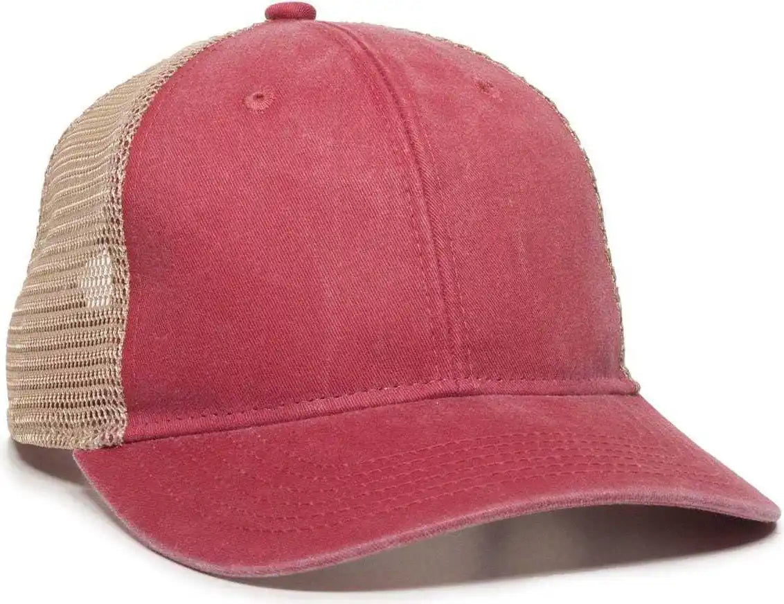 Oc Sports Pny-100m Adjustable Meshback Cap with Ponytail Hole - Red Tea Stain - Ivory / 6 7/8’’ - 7 1/2’’