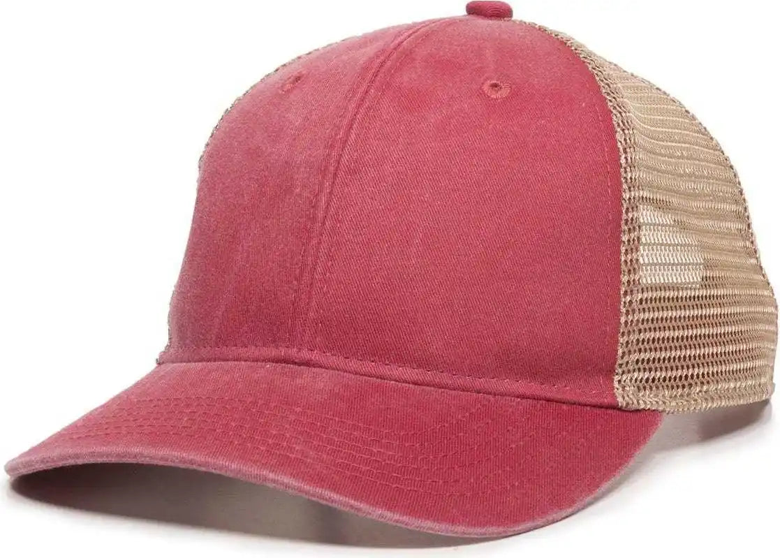 Oc Sports Pny-100m Adjustable Meshback Cap with Ponytail Hole - Red Tea Stain - Ivory / 6 7/8’’ - 7 1/2’’