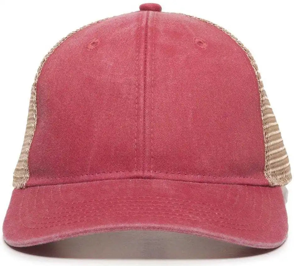 Oc Sports Pny-100m Adjustable Meshback Cap with Ponytail Hole - Red Tea Stain - Ivory / 6 7/8’’ - 7 1/2’’