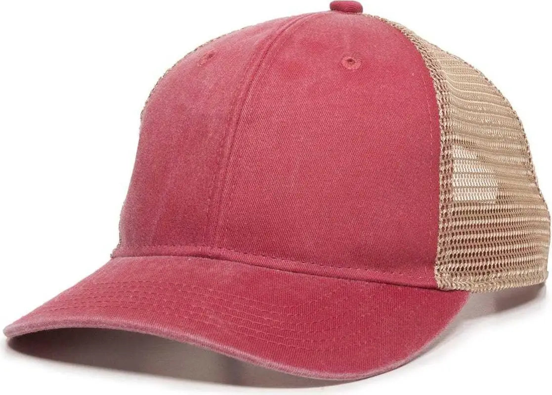 Oc Sports Pny-100m Adjustable Meshback Cap with Ponytail Hole - Red Tea Stain - Ivory / 6 7/8’’ - 7 1/2’’
