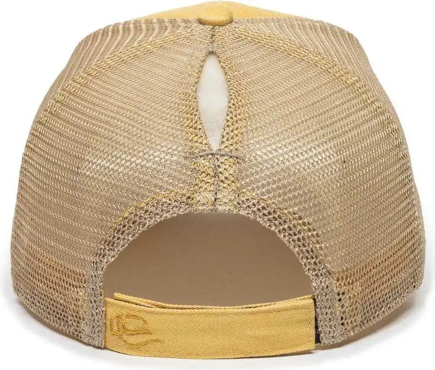 Oc Sports Pny100m Ponytail Mesh-back Cap - Dusty Yellow/ Tea - Yellow Ivory / 6 7/8’’ - 7 1/2’’