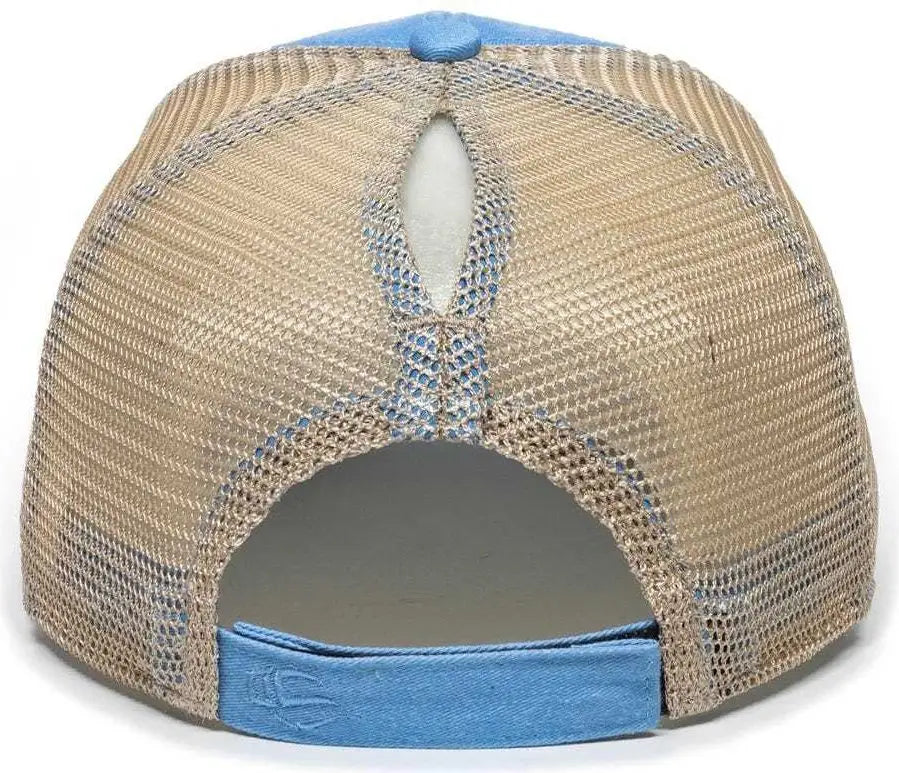 Oc Sports Pny100m Ponytail Mesh-back Cap - Sky Blue/ Tea - Blue Ivory / 6 7/8’’ - 7 1/2’’