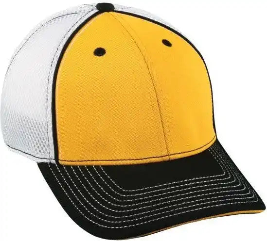 Oc Sports Pro1125x Meshback Flexible Fitting Cap - Gold White Black - 6 3/4’’ - 7 1/8’’