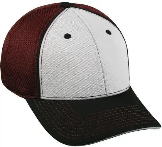 Oc Sports Pro1125x Meshback Flexible Fitting Cap - Grey Maroon Black - Gray / 6 3/4’’ - 7 1/8’’