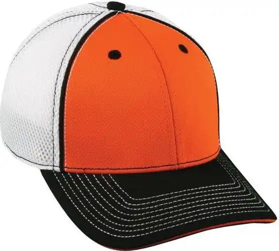 Oc Sports Pro1125x Meshback Flexible Fitting Cap - Orange White Black - 6 3/4’’ - 7 1/8’’