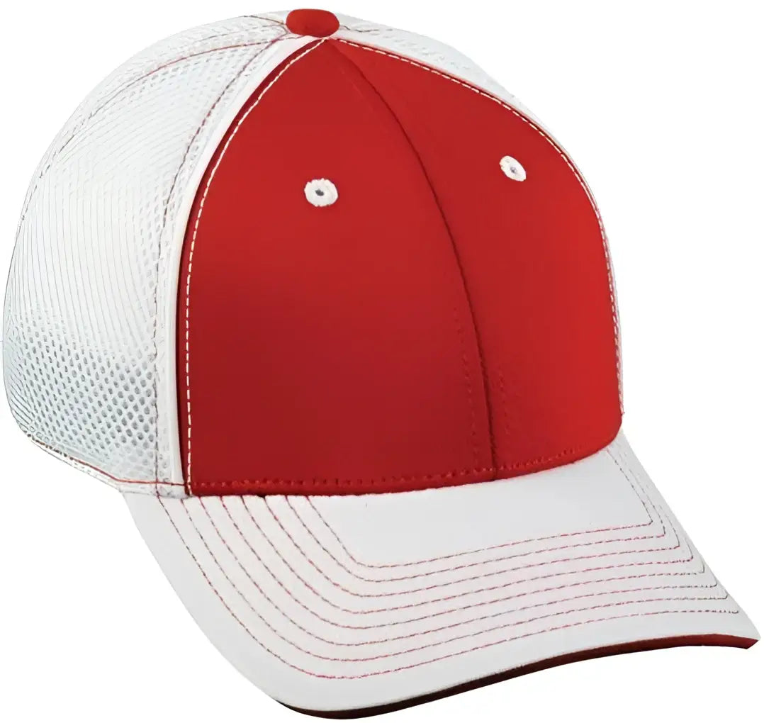 Oc Sports Pro1125x Meshback Flexible Fitting Cap - Red White - 7 1/4’’ - 5/8’’