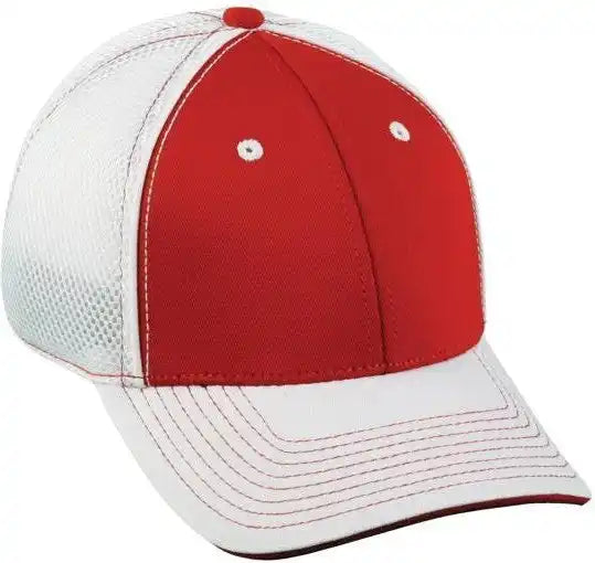 Oc Sports Pro1125x Meshback Flexible Fitting Cap - Red White - 7 1/4’’ - 5/8’’