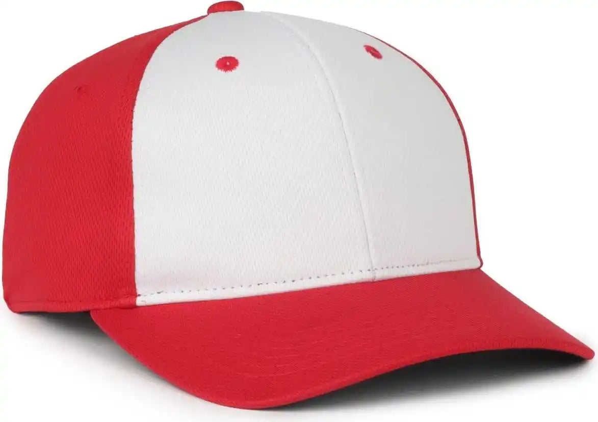 Oc Sports Ptm-850 Polyester Crown Cap - White Red - Youth
