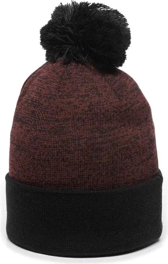 Oc Sports Pwc-100 Pixel Watch Beanie with Pom - Maroon Black - one Size Fits Most