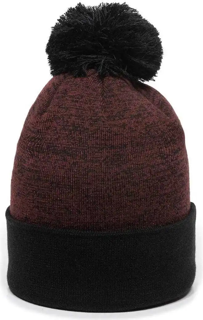 Oc Sports Pwc-100 Pixel Watch Beanie with Pom - Maroon Black - one Size Fits Most