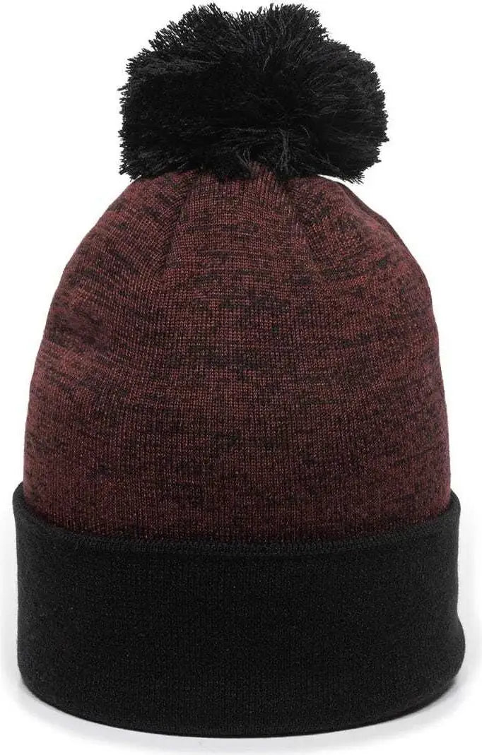 Oc Sports Pwc-100 Pixel Watch Beanie with Pom - Maroon Black - one Size Fits Most