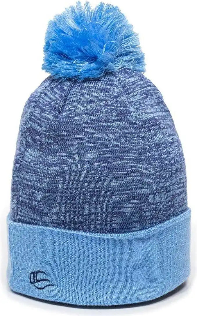 Oc Sports Pwc-100 Pixel Watch Beanie with Pom - Navy Columbia Blue - one Size Fits Most