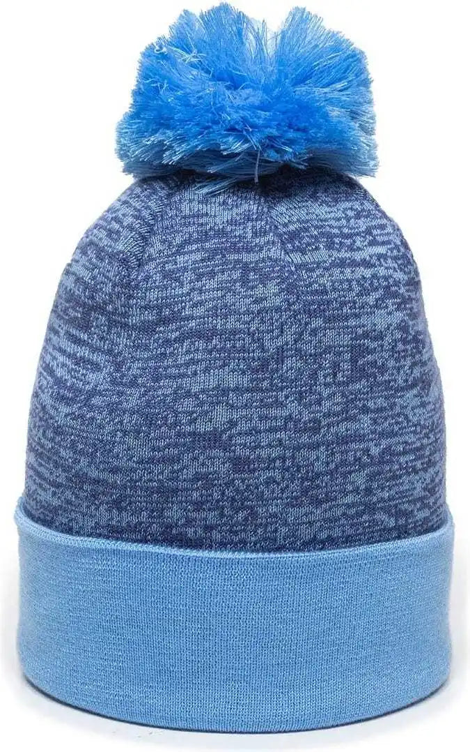 Oc Sports Pwc-100 Pixel Watch Beanie with Pom - Navy Columbia Blue - one Size Fits Most