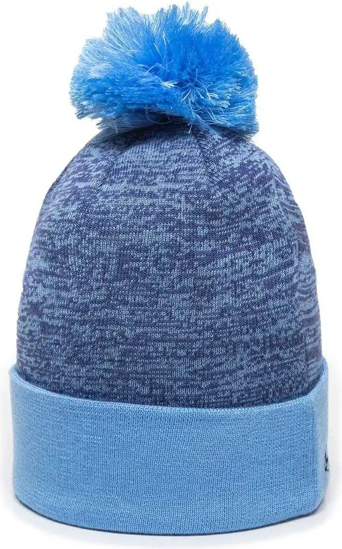 Oc Sports Pwc-100 Pixel Watch Beanie with Pom - Navy Columbia Blue - one Size Fits Most
