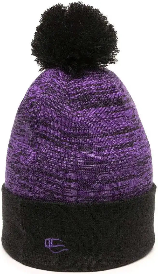 Oc Sports Pwc-100 Pixel Watch Beanie with Pom - Purple Black - one Size Fits Most