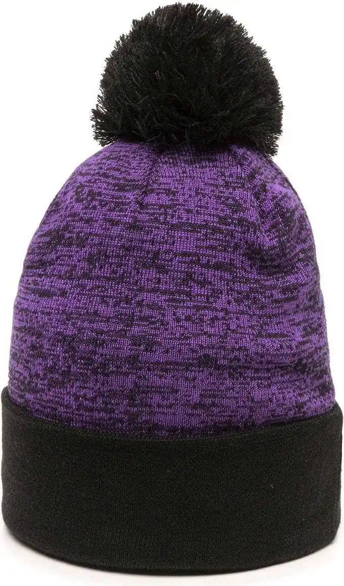 Oc Sports Pwc-100 Pixel Watch Beanie with Pom - Purple Black - one Size Fits Most