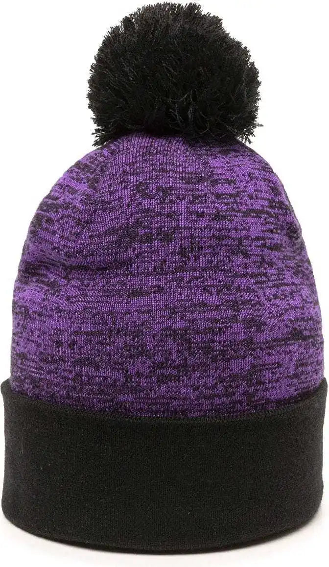 Oc Sports Pwc-100 Pixel Watch Beanie with Pom - Purple Black - one Size Fits Most
