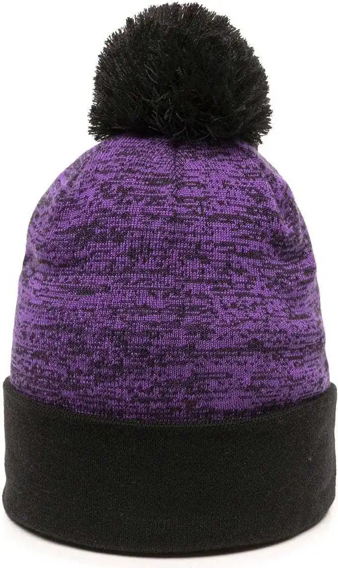 Oc Sports Pwc-100 Pixel Watch Beanie with Pom - Purple Black - one Size Fits Most